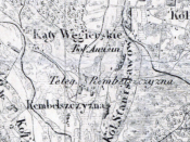 Mapa z 1843 r. z zaznaczoną wieżą