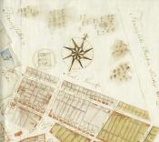 Plan miasta z pocz. XIX w. Cmentarz to teren na lewo od róży wiatrów.