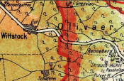 Fragment mapy WMG z 1922 r. - granica w rejonie Rynarzewa