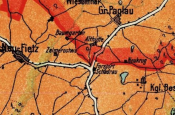 Fragment mapy WMG z 1922 r. - granica w rejonie Pawłowa i Szczodrowa