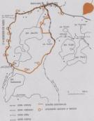 Mapa żółtej ścieżki wokół jeziora Jaczno