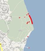 Mapa manewrów na GPS-czerwone pola to miejsca niektórych zadeklarowanych keszy