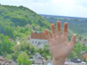 Wścibska ręka przeszkadzająca fotografowi