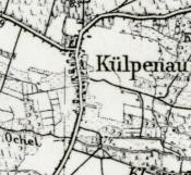 Kiełpin na starej mapie. LEDWO widać cmentarz.