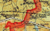Fragment mapy WMG z 1922 r. - granica w rejonie Kiełpinka i Kokoszek