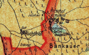Fragment mapy WMG z 1922 r. - granica w rejonie Otomina i Sulmina