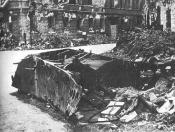  Wypalony i zniszczony kadłub niemieckiego Borgwarda B IV