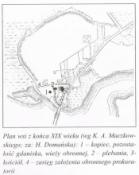 Plan wsi z zaznaczonym zamkiem