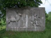 Pomnik przedstawiający Św.Huberta i jelenia
