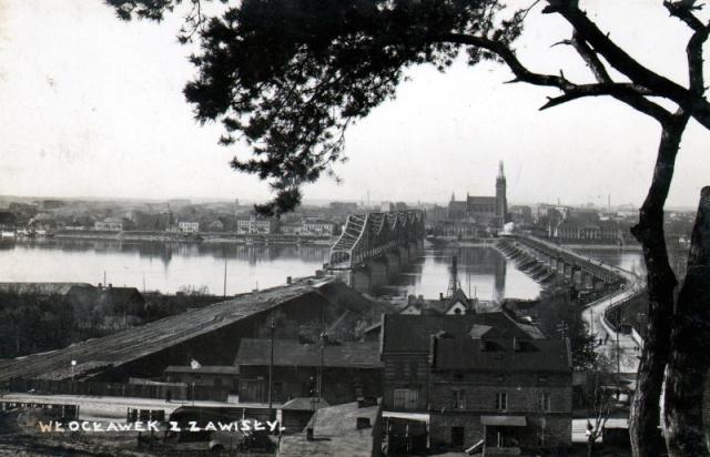 Most - widoczny układ przyczółka (1937 - widoczna budowa mostu stalowego)